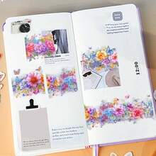 1 Roll Colorful Floral Washi Tape Scrapbooking Scrap Booking Supples Kit Cute Tapes Sticker Spring Flower Washi Tapes Transparent PET Tape Stickers Journaling Junk Journal Supplies - Colorful - View 4