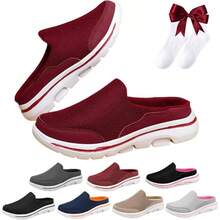 Comfy Breathable Orthopedic Sandals, Men's Slip - on Mules Half Sneakers, Mesh Breathable Half Slip In Sneakers Red, - inicial - Ver 2