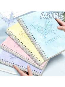 120 Seiten A5/B5 Spiralbindung Notizbuch - Elegantes Schmetterlings-Design, Goldfolie Umschlag, robuste Bindung und hochwertige Papierqualität, geeignet für Büro, Schule, Tagebuch, Reisen, Partyfavors, Urlaubsgeschenke, Schulmaterial, Rückkehr zur Schule - Verschiedenfarbig - Übersicht 2