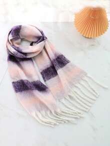 1pc Cute & Fashionable Meredith Striped Cozy Scarf, Warm & Comfortable Plush Unisex Scarf For Daily, School, Outdoor, Home, Travel, Holidays, Accessory For Kids - Multicolor - View 18