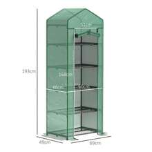 Outsunny Greenhouse With Roll-Up Door, Shelves, Winter-Resistant Steel Greenhouse, Heated Greenhouse For Balcony, Garden, Tomato Greenhouse 69 X 49 X 193 Cm, Greenhouse For Tomatoes, Vegetables, Flowers, Houseplants - Green - View 6