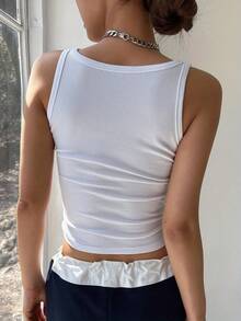 Sleeveless Camisole Tank Top, Cropped Sexy Cami Vest For Women, Summer Casual Wear - White - View 5