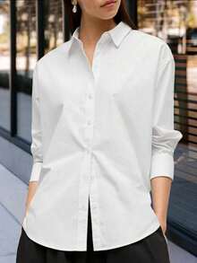 女士纽扣衬衫 经典版型正装衬衫 工作商务休闲长袖衬衫上衣