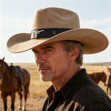 Sombrero de vaquera para hombre y mujer, estilo vintage, enrollable, de ala ancha, con cinturón para fiestas en clubes. - Plateado - Ver 2