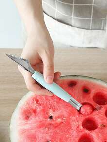 1pc Stainless Steel Melon Scoop, Modern Double Head Melon Baller For Kitchen