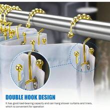 Ganchos para cortina de ducha, 12 ganchos de ducha para cortina de ducha, ganchos duraderos de acero inoxidable para cortina de ducha de bao, anillos de ducha para barra de cortina de ducha dorado - Dorado - Ver 6