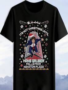 Its Not Christmas Until Hans Gruber Falls From Nakatomi Ugly Christmas Sweater T-Shirt - Black - View 2