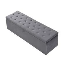 Velvet-Covered Bench, Padded Seat, Bed Stool, Bench With Storage, Grey, 138 X 41 X 42 Cm