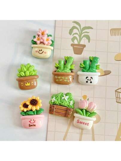 7pcs Random Green Plant Magnets - Vibrant And Durable Decoration For Kitchen, Office, Etc, Whiteboard, Cabinet, Storage Decor, Cute And Fun Magnets For Home, Kitchen, Office, Oval ABS Acrylic Kitchen Decor, Personalized Fridge Magnets, For Home, Office, Whiteboard, Storage Cabinet, Dishwasher, Christmas, Halloween, Easter, Thanksgiving Gifts