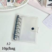 1pc A7 Transparent Loose Leaf Binder, Sticker Book, Cute Macaron Color Loose Leaf Planner, 6-Ring Loose Leaf Photo Album, Sticker Book, Single Snap Soft Leather Loose Leaf Notebook Sticker Book, A7 Transparent Refill Pages, PP High Transparency Material, Portable Large Capacity Photo Album, Suitable For KPOP Photo Cards, Trading Cards, Album, Etc. - Clear - View 8