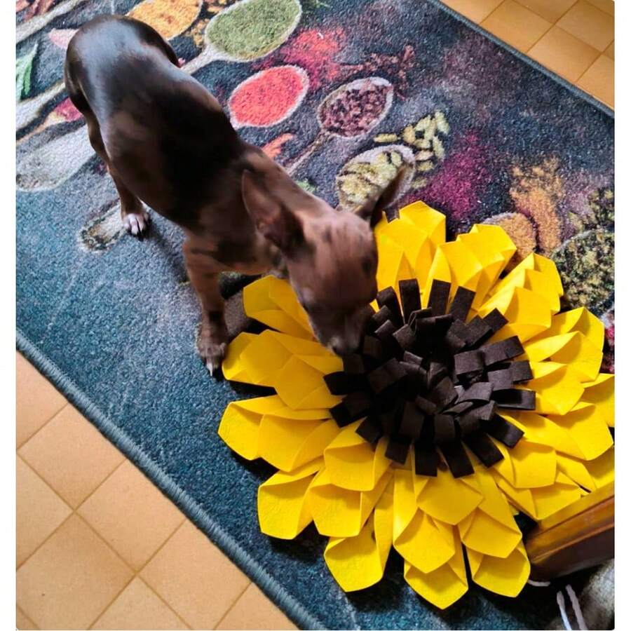 1pc Pet Sunflower Snuffle Mat, Dog Training Toy For Scent Work, Food Puzzle, Stress Relief And Interactive Play, Suitable For Pets, Cats, Dogs
