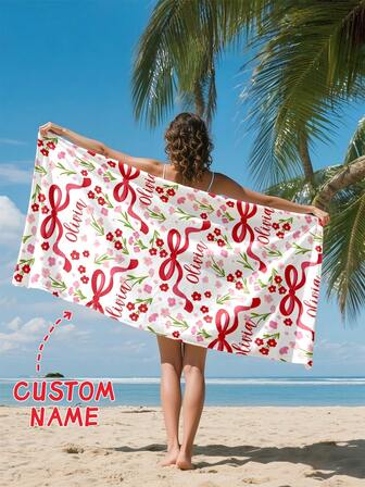 1 Stück personalisiertes, individuell gestaltetes Strandtuch mit Textdesign, mit Ihrem Namen bedruckt. Perfekt für den Einsatz am Strand, am Poolrand und während Strandurlaubs. Dieses multifunktionale Strandtuch ist ideal für Outdoor-Strandaktivitäten, Reisen und bietet Komfort beim Liegen, Sonnenbaden und Entspannen. Ein einzigartiges Geschenk für sie, ihn, Mutter, Vater, Freundin, Freund