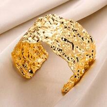 Gold Wrinkle Bangle Bracelet Stainless Steel Cuff Hand Ornament Exquisite Punk Jewelry For Women - Gold-color - View 10