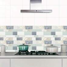 10 peças/30 peças Adesivos Decorativos Autoadesivos para Cozinha (Estes são adesivos decorativos, não azulejos reais), Adesivos de Parede com Padrão de Tijolo Irregular Plano 2D de Cores Mistas, Papel de Parede, Adesivos de Azulejos, Adesivos de Decoração de Parede, Adesivos de Decoração de Azulejos, Adequados para Decoração de Casa, Decoração de Cozinha, Decoração de Sala de Estar, Decoração de Banheiro, Decoração de Quarto, Decoração de Quarto, Etc. - Multicolorido - Visão 8