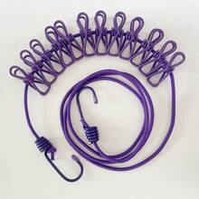 12pcs Clothespins With Elastic Retractable Rope, Suitable For Indoor/Outdoor Drying Of Socks, Underwear, Small Clothes, Windproof Drying, Portable For Camping - Multicolor - View 15