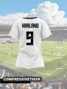 Customized 2026 Germany World Cup Short Sleeve Soccer Jersey - Women's Personalized Football Shirt, Printable Name And Number, Suitable For Sports And Casual Wear, Breathable Athletic Top For Soccer, Basketball, Running, Sports Fan Outfit, Also An Ideal Gift For Halloween, Thanksgiving, Christmas And New Year - White - View 2