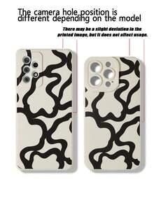 Fashionable Black Line Pattern Design Phone Case Compatible With IPhone 16, 15, 14, 13, 12, 11 Pro Max, Shockproof Matte Back Cover,International Version, Not The Domestic Version - Multicolor - View 5