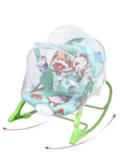 Silla Mecedora Multifuncional para Bebés, Reclinable Ajustable, con Música y Vibración, con Mosquitera, Segura y Cómoda, Adecuada para Recién Nacidos y Niños Pequeños