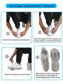 1双冰爪：适用于雪地行走，易于脱下的冰爪钉，防滑且抓地力强。7个钢钉冰爪，适合登山鞋/登山鞋，非常适合徒步旅行、冬季徒步、攀岩和冰雪垂钓（增强抓地力）。 - 白色 - 查看 9