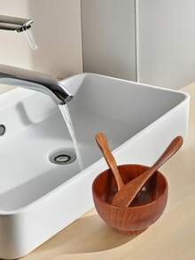 4件套面膜工具 木质面膜盆式面膜搅拌棒 美容SPA工具 三件套 面膜勺搅拌棒 美容工具 护肤工具 面膜工具 面膜盆式搅拌棒 适用于家庭卧室浴室日常生活 附赠双面清洁布