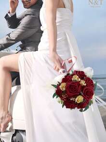 10/15/25/30pcs Artificial Rose Flowers Without Leaves, Fake Rosebuds Decoration, Foam Roses Bulk With Stems, For DIY Wedding Bouquet, Floral Arrangement, Bridal Shower, Party, Home Decor - Burgundy - View 9