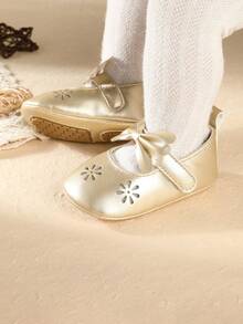 3-12 Months Infant Soft Bottom Bowknot Princess Shoes, Anti-Slip, Fashion & Versatile, Spring/Autumn - Gold - View 6