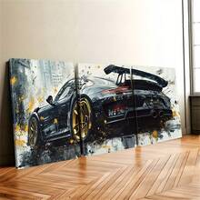 Bộ 3 tranh canvas treo tường hình xe thể thao màu đen, phong cách cổ điển hiện đại, trang trí dọc, phù hợp cho nhà, văn phòng, phòng ngủ, phòng ăn. - Nhiều màu - Xem 6