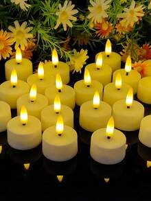 6pcs/12pcs/24pcs Battery Powered Tea Lights, Candle Lights, LED Tea Lights, Flameless LED Tea Lights, Wishing Candles, 3D Flame Effect, Realistic & Bright, Unscented, Fake Candles, With Remote Control & Timer, Suitable For Wedding, Party, Valentine's Day, Romantic Dinner, Home Decor, Outdoor, Gift, Candle Warmer - White - View 2