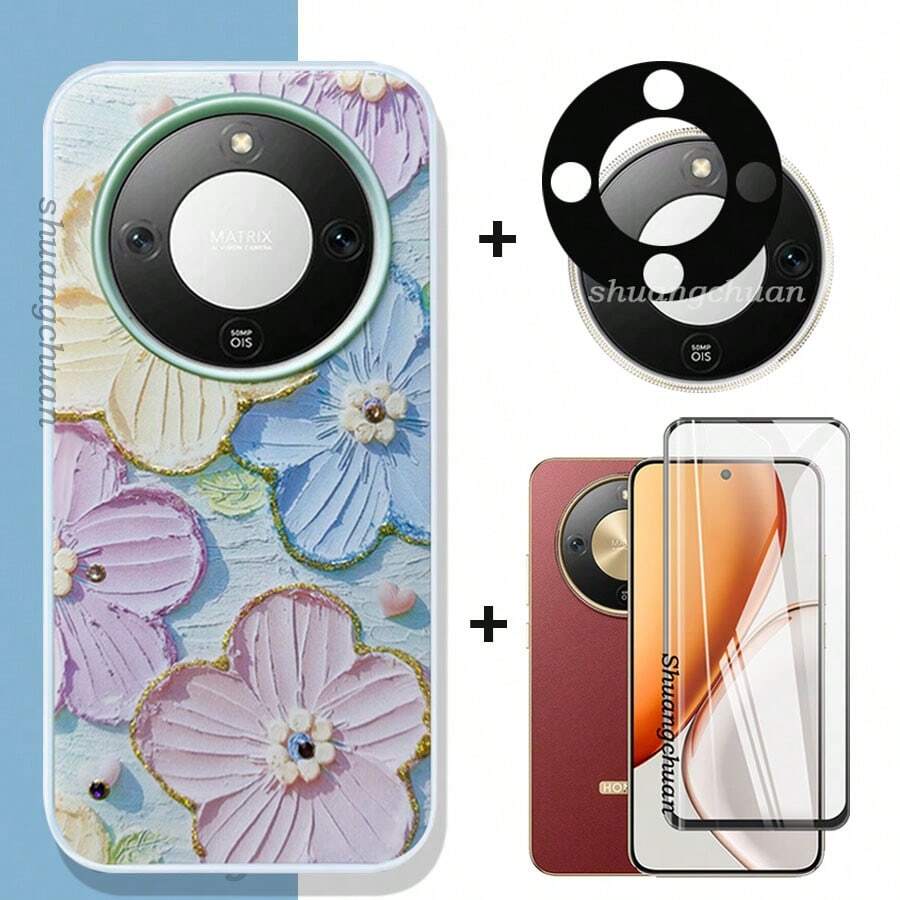 3 miếng dán màn hình cho Honor X9D, kính cường lực toàn màn hình, keo dán Honor X9D, họa tiết màu sắc, ốp lưng điện thoại hai lớp mờ chấm bi, miếng dán bảo vệ màn hình, thích hợp sử dụng hàng ngày, văn phòng, nhà. Miếng dán màn hình điện thoại chống nước, chống sốc, chống rơi, chống trầy xước.