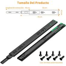 Rieles para Cajones, 50CM/20 Rieles Para Cajones Cierre Suave, 3 Secciones de Extensión Completa con Rodamiento de Bolas, Soporte Lateral Telescópico para Armario, Capacidad de Libras - Cierre Suave - Ver 12