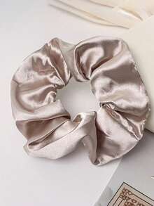 12pcs/1pc Women Satin Solid Color Classic 12cm/4.72in Large Scrunchies Hair Ties, Fashion Versatile High-End Elegant Minimalist Hair Accessories Suitable For Daily Casual, Party, Commute, Vacation, Ponytail, Bun, Face Washing, Makeup, Outfit Matching ,Scrunchy Hair Ties Elastic Band - Multicolor - View 10