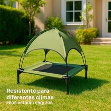 GYJ  Casa para Perros con Techo Tipo Carpa Cama Elevada para Mascotas Resistente al Calor Portatil para Exterior Sombra y Ventilacion Ideal para Perros Medianos y Grandes Verde Small (47x61x61cm)82 - Verde - Ver 4