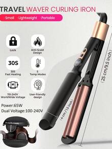 UKLISS Mini Dual Barrel Ceramic Curling Iron (0.4 Inch) - 5 Temperature Settings, Anti-Scald, Dual Voltage, Travel Portable, Easily Create Beach Wave Curls - Black - View 3