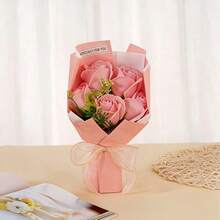 一束五支小巧的仿真玫瑰，迷你丝绸花束，适合情人节和生日，永不凋谢的礼物 - 彩色 - 查看 6