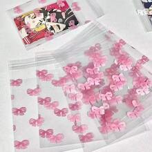 100个粉色蝴蝶结自粘袋照片卡片拉链袋包装卡片礼品袋透明可爱OPP袋返校、毕业、派对、婚礼、生日、伴娘生日、包装、透明、小尺寸、婚礼派对回礼、生日派对、纪念品、新娘礼物、单身派对用品、礼品包装 - 淺粉色 - 查看 4