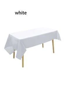 1/2pcs Disposable Party Tablecloth PE Plastic Cloth Birthday Dessert Table Solid Color Tablecloth 108inch Party Birthday Decoration Supplies - White - View 4