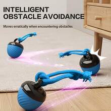 1pc Interactive Smart Dog Ball Toy, Durable Exercise Ball, USB Rechargeable, Tail Rope Movable Ball With Light & Barking Sound, Indoor Pet Rolling Game, Suitable For Medium & Small Dogs, Relieve Boredom & Stimulate Chewing Interest - Multicolor - View 5