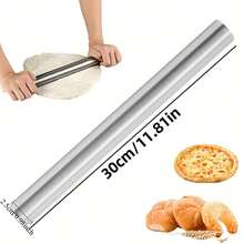 1pc Stainless Steel Rolling Pin 3 Sizes - Hollow Lightweight Dough Roller For Baking , Pies & Pizza - Home Kitchen & Restaurant Baking Tools - Stainless Easy Clean Durable Pastry Roller