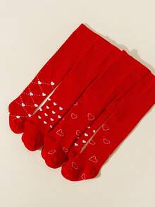 1 chiếc quần legging ôm sát họa tiết trái tim cho bé gái, kiểu dáng ngọt ngào, phù hợp cho chụp ảnh sơ sinh, mặc đi dự tiệc ngày lễ. - Đỏ - Xem 5