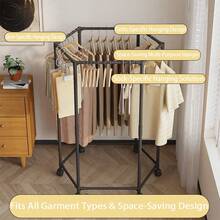 1个六面旋转落地式晾衣架，多功能加厚洗衣架，适用于家庭/宿舍，360°旋转，大容量，移动顺畅