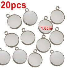 20 khay mặt dây chuyền tròn bằng thép không gỉ, đường kính 6-25mm, thích hợp để tự làm vòng cổ, dùng để gắn đá và mặt dây chuyền trang trí. - Đế mặt dây chuyền - Xem 21