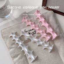 3-Compartment Silicone Fish Bone Pen Holder, Non-Slip, Suitable For Paintbrushes, Pencils, Pens, Nail Art Brushes, Office Desk Organizer, Creative Pen & Makeup Brush Display Stand