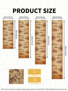 1pc Pirate Treasure Map Table Runner, Indiana Jones Themed Decor, Multiple Sizes, Machine Washable, Polyester Fiber Rectangular Tablecloth For Home Decoration - Multicolor - View 3