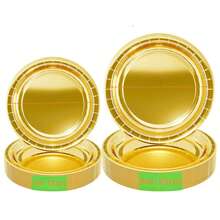 25/50 piezas Platos de papel de 7"/9" con lámina de oro, platos desechables para fiestas, platos para pasteles y postres, juego de vajilla, adecuado para comidas diarias, cumpleaños, baby shower, picnics festivos, graduación, bodas, Ramadán y otras ocasiones - Dorado - Ver 12