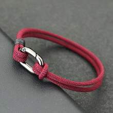 Pulsera trenzada de cuerda de 3 mm hecha a mano, ovalada y negra, joyería de brazalete para hombres - Pulseras y brazaletes para hombre - Ver 6