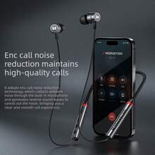 Monster Neck-Hanging Wireless Earphones With AI Translation, Conversation Translation Function, AI Dialogue, Real-Time Translation, 145 Language Translation - Black - View 7
