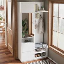 Hall Trees - White + MDF - View 7