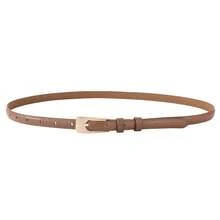 Metal Ladies Leather Buckle Brown Belt Summer, School Fall, Autumn, Halloween - Coffee Brown - View 10