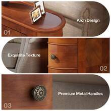 Tribesigns Solid Wood Bedside Table, Side Table With 2 Drawers, Narrow End Table For Living Room, Arc Rectangular Coffee Table, No Assembly Required, Finished Back, Bedroom Furniture - 核桃 - 查看 7