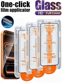 3Pcs HD Dust Free Installation Tempered Glass Screen Protector Explosion Proof And Scratch Resistant Compatible With IPhone 17 16 15 14 13 12 11 Series 9H Hardness, No Bubbles, Automatic Adsorption, Easy Installation, Mobile Phone Protective Film Screen Protection Essentials, Applicable To Daily Shield, Office, Home Daily Shield Office Home Phone Screen Protector Phone Accessories Waterproof Shockproof Anti-Fall